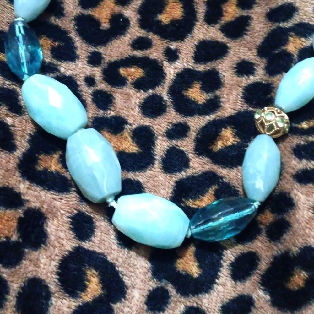 Vintage Monet Green Glass Bead Necklace